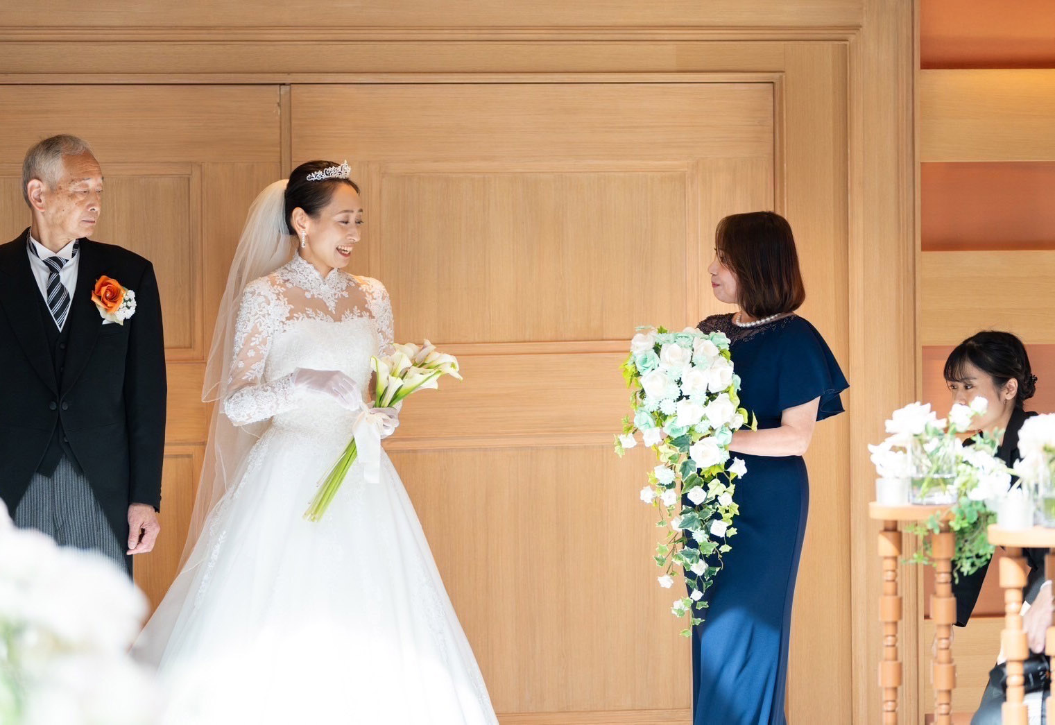 実際の結婚式 母親 フォーマルドレスL107ネイビー